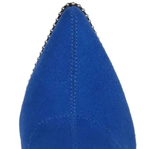 Bar lll Blue Suede Melanay Pointy Heeled Beaded Bootie Sz 8 - Picture 3 of 13